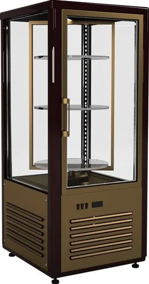 Шкаф кондитерский Полюс R120Cвр Сarboma (D4 VM 120-2 (коричневый-золотой, 1/2, INOX))