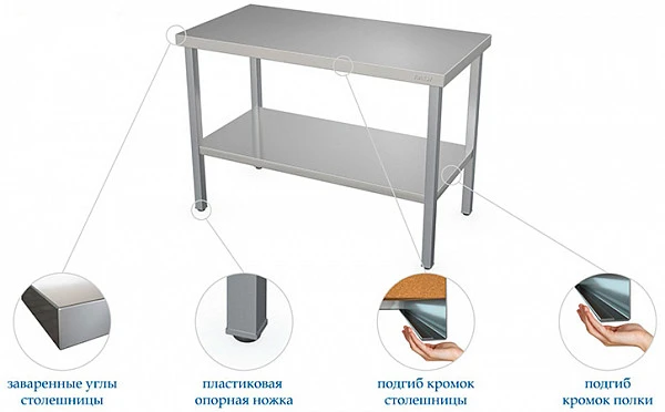 Стол производственный Atesy СР-Л-1-1500.800-02 (СП-3/1500/800-Л)
