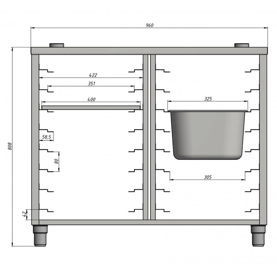 Подставка под пароконвектомат Гриль-Мастер ПКЭБ/6 (н/сталь)