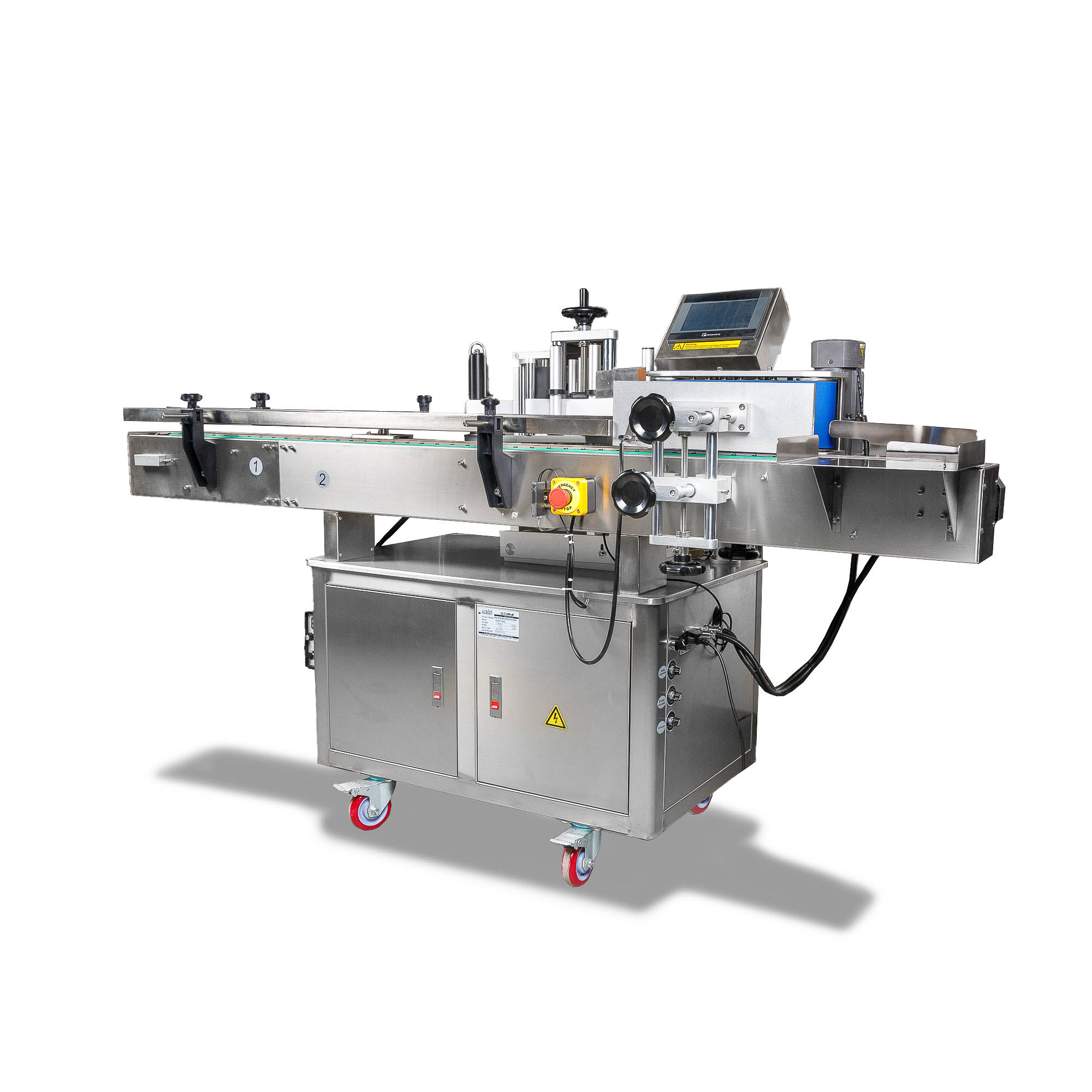 Напольный автоматический этикетировщик для круглой тары с датером HLMT-200D LOW COST